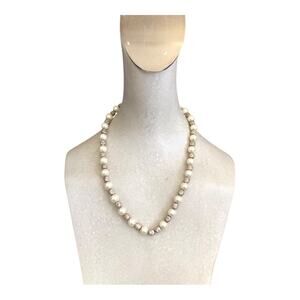 Handmade Vintage Inspired Faux Pearls And Gold Gemstones Hook Closure Necklace
